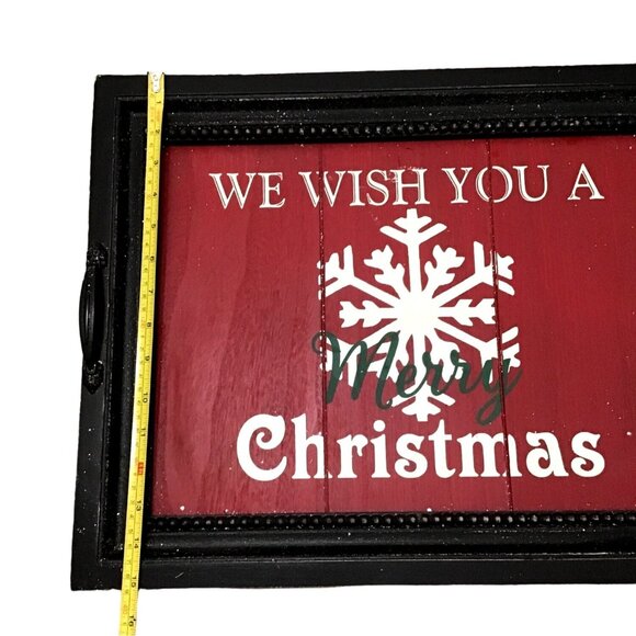 WONDERLAND- DECORATIVE WOOD "WE WISH YOU A CHRISTMAS" TRAY 15X19 - Picture 3 of 5